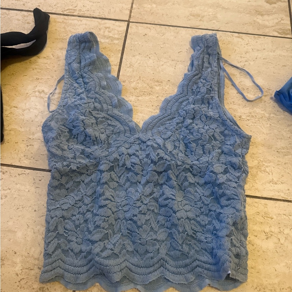 Zara Blue Lace Top